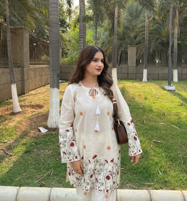 Introducing our mulmul cotton co-ord set perfect for summers. It features intricate embroidery a Introducing our mulmul cotton co-ord set perfect for summers. It features intricate embroidery a