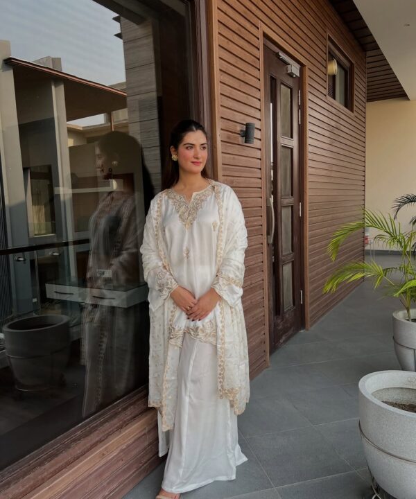 White Tilla Embroidered Suit Set with Dupatta
